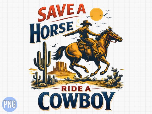 Download Save a Horse Ride a Cowboy PNG T-SHIRT - Save Collection