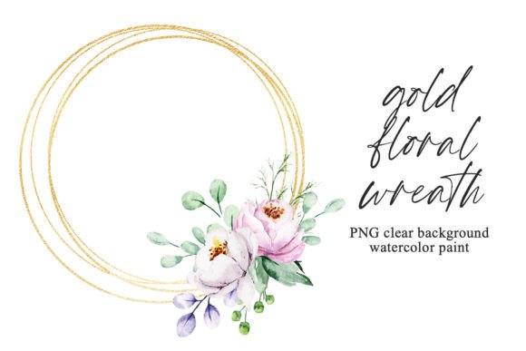 Download Gold Frame, Floral Wreath with Flowers. - Wreath Collection