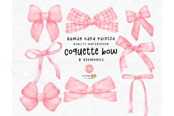 Download Pink Coquette Ribbon Bow Watercolor Set - Pink Collection