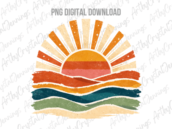 Download Vintage Sea Retro Ocean Sun Summer PNG - Retro Collection