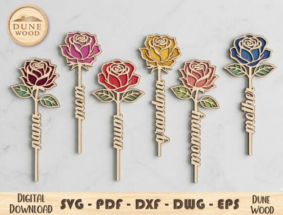 Download Rose Mom Flower Laser Cut File - Rose Collection