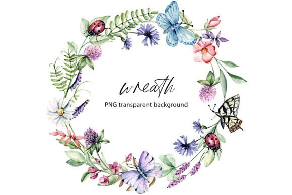 Download Watercolor Flower Wreath Frame, Png. - Wreath Collection