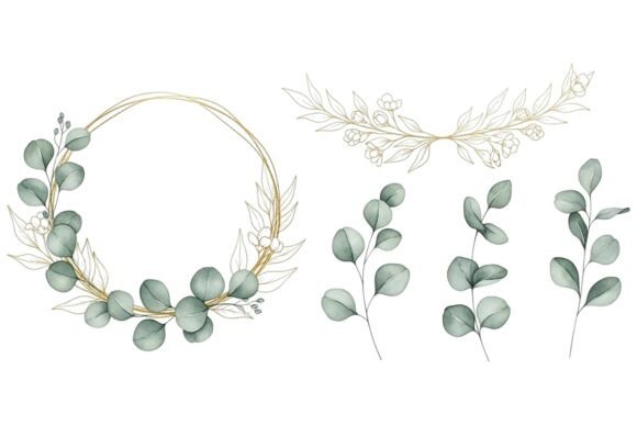 Download Gold Eucalyptus Wreath Floral Set - Wreath Collection