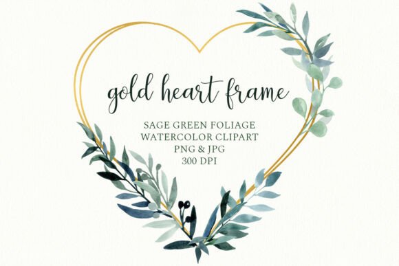 Download Leaves Gold Heart Frame, Greenery Wreath - Wreath Collection