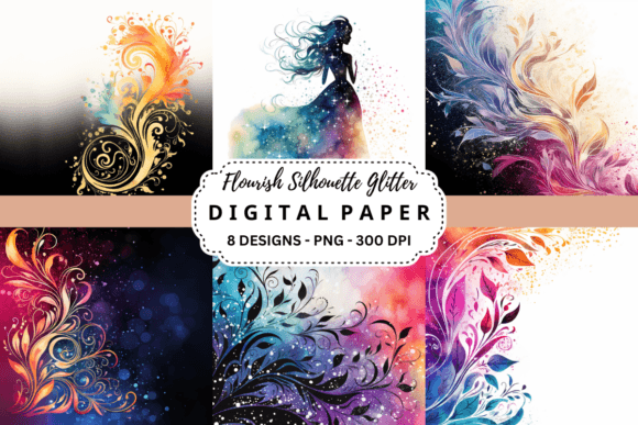 Download Flourish Silhouette Glitter Background - Flourish Collection