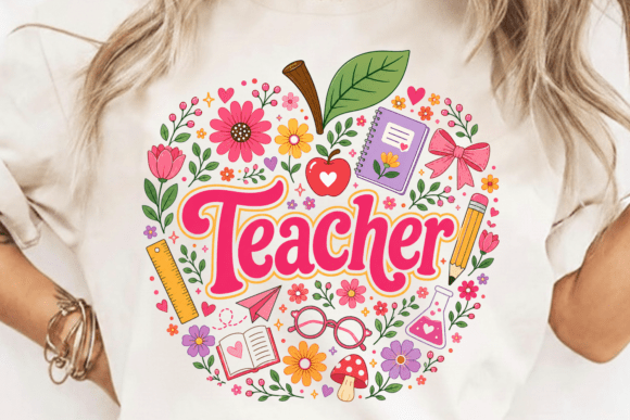 Download Retro Floral Teacher PNG Sublimation - Retro Collection