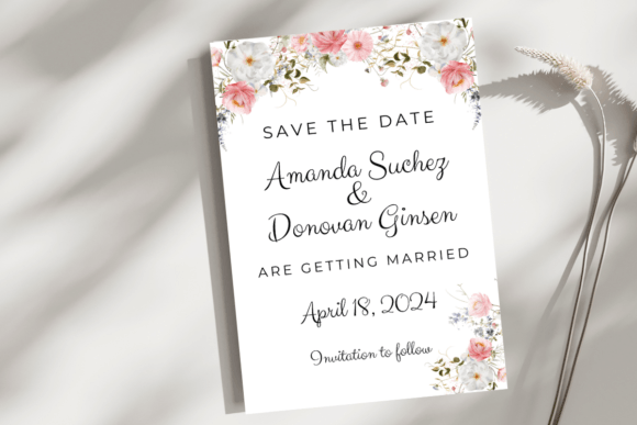 Download Pink and White Floral Save the Date Card - Pink Collection