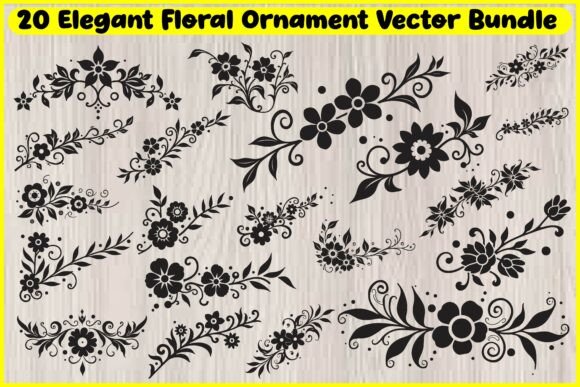 Download 20 Botanical Flourish &amp; Flower Ornament - Flourish Collection