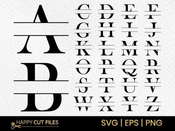 Download Split Letter Monogram SVG Font a-Z Png - Letter Collection