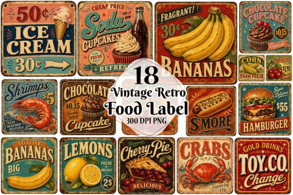 Download Vintage Retro Food Label &amp; Signage - Retro Collection