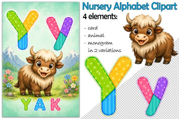 Download Alphabet Clipart Letter Y, Cute Yak PNG - Letter Collection