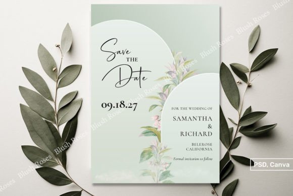 Download Green 2 Arch Blush Floral Save the Date - Save Collection