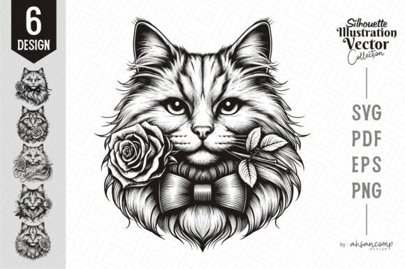 Download Romantic Rose Cat Line Art - Romantic Collection