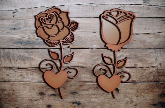 Download 2 Layer Love Rose 3D SVG Cut Design - Rose Collection