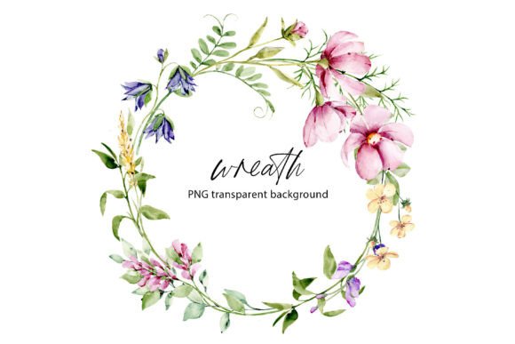 Download Wreath with Watercolor Leaves, Flowers. - Wreath Collection