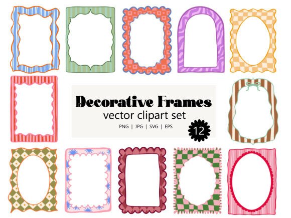 Download Decorative Retro Frames Clipart Set SVG - Retro Collection