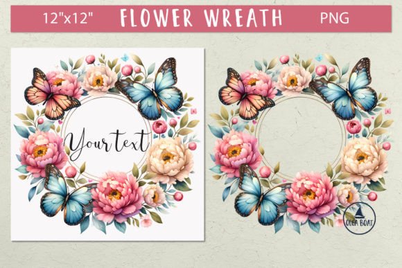 Download Butterfly Flower Frame Floral Wreath Png - Premium Bundle