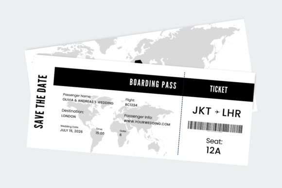 Download Wedding Save the Date Boarding Pass - Save Collection