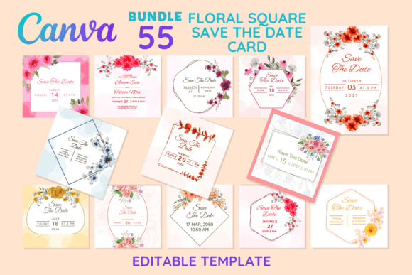 Download 55 Floral Square Save the Date Card - Save Collection