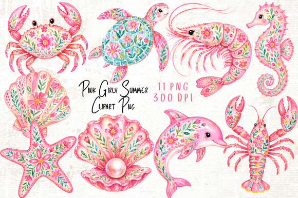 Download Pink Girly Summer Clipart PNG - Pink Collection
