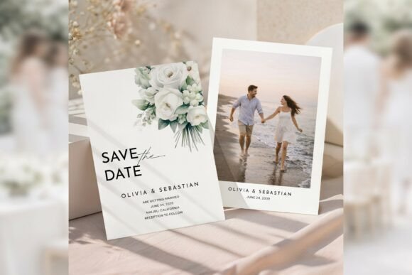 Download White Floral Save the Date Canva Bd012 - Save Collection